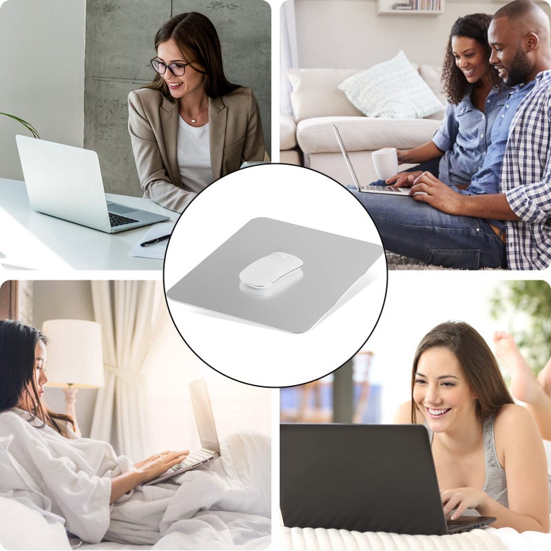 Liboer Aluminum Mouse Mat, Double Sided Material, Hard for Desk, Laptop, Computer, Office and Gaming, Silver - Image 5