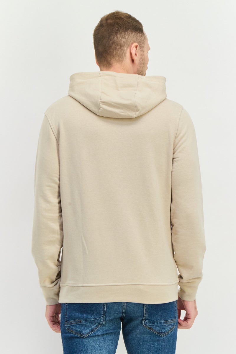 CROSSHATCH Men Embroidered Long Sleeves Hooded Sweatshirt, Light Grey - Image 1