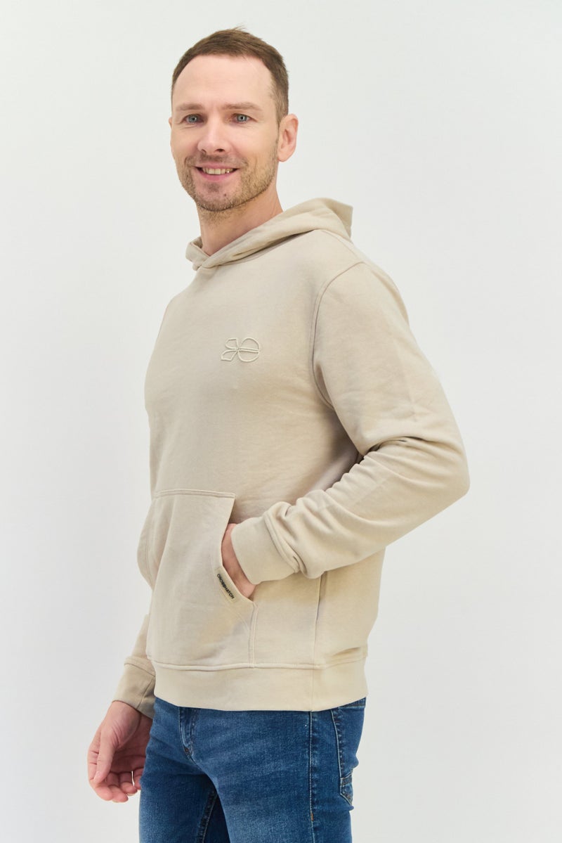 CROSSHATCH Men Embroidered Long Sleeves Hooded Sweatshirt, Light Grey - Image 2