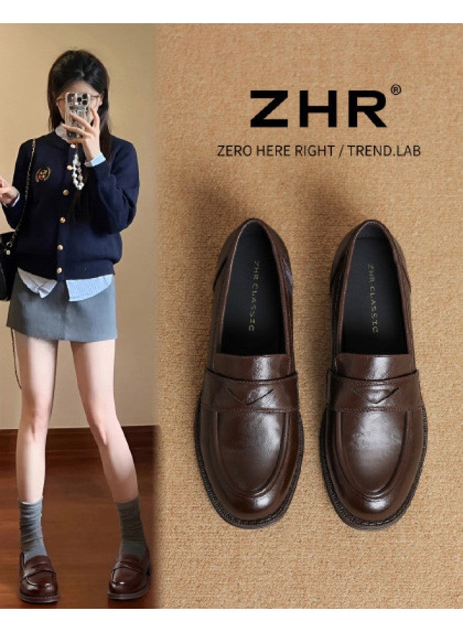 ZHR Classic Versatile】slip-on Loafers For Women, Soft-soled Flat Shoes, Comfortable Commuter Flats, Women's Leather Casual Shoes - Image 1