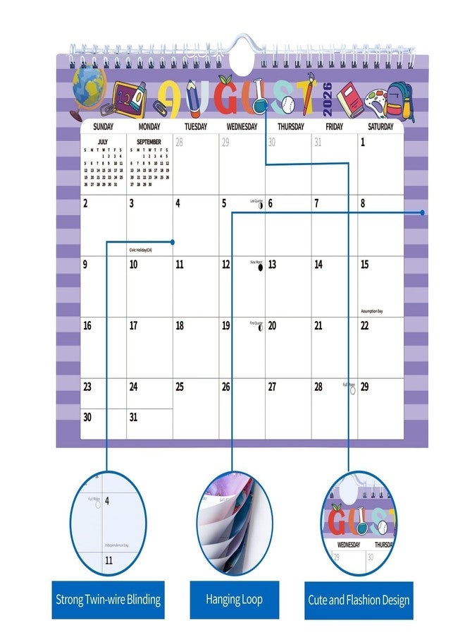 windrio 2026 Wall Calendar, Hanging Spiral Calendar Calendar Wall Paper from November 2025 - December 2026 Thick 11"X8.5", Spiral Bound, Blocks for Easy Planning, Fridge Desk Colorful Monthly Doodle Designs - Image 5