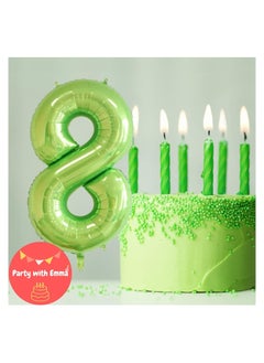 Party with Emma Green Number Balloons 40 Inch Birthday Foil Balloon Party Decorations Supplies Wedding Bachelorette Birthday Bridal Shower Graduation Anniversary Celebration Decoration Fly with Helium (Number 8)  - Image 4