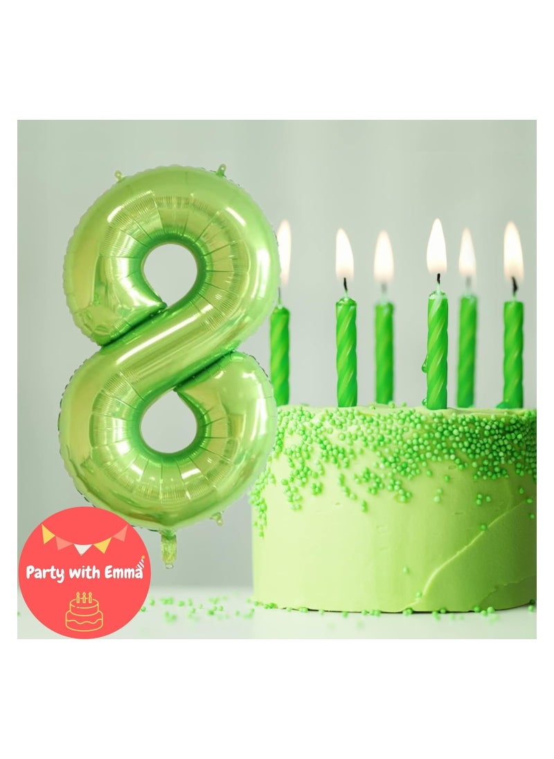 Party with Emma Green Number Balloons 40 Inch Birthday Foil Balloon Party Decorations Supplies Wedding Bachelorette Birthday Bridal Shower Graduation Anniversary Celebration Decoration Fly with Helium (Number 8)  - Image 4