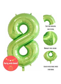 Party with Emma Green Number Balloons 40 Inch Birthday Foil Balloon Party Decorations Supplies Wedding Bachelorette Birthday Bridal Shower Graduation Anniversary Celebration Decoration Fly with Helium (Number 8)  - Image 2