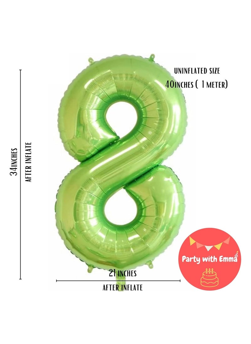 Party with Emma Green Number Balloons 40 Inch Birthday Foil Balloon Party Decorations Supplies Wedding Bachelorette Birthday Bridal Shower Graduation Anniversary Celebration Decoration Fly with Helium (Number 8)  - Image 3