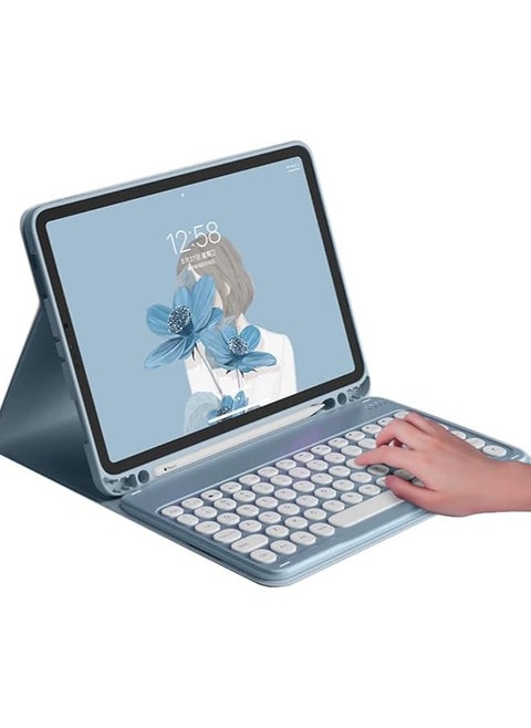 2022 New iPad 10th Generation 10.9" Keyboard Case Cute Round Key Color Keyboard Wireless Detachable BT Keyboard Cover for iPad 10 10.9-inch