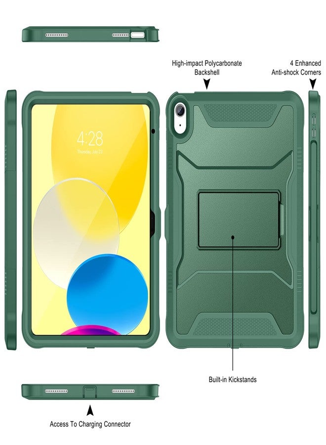 Soke iPad (A16) 11th Generation 11 inch 2025 Case, iPad 10th Generation 2022 Case with Built in Screen Protector and Kickstand Rugged Full Body Protective Case Midnight Green - Image 3
