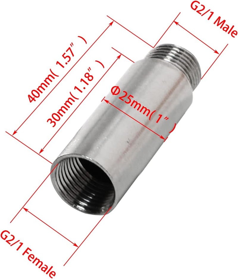 Aopin 2Pcs Shower Head Extension Pipes 304 Stainless Steel 1  2pt External Thread To 1  2pt Internal Thread 30mm Extension Water Pipe Connector - Image 2