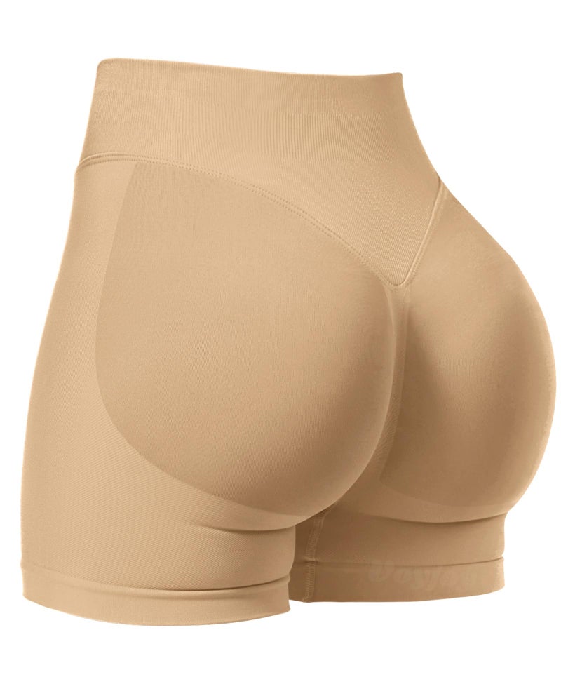 VOYJOY Women Workout Impact Shorts 2.5"/ 3.6"/ 4.5"/ 6" Scrunch Butt Lifting Gym Seamless Booty Biker Shorts Deep Apricot - Image 1