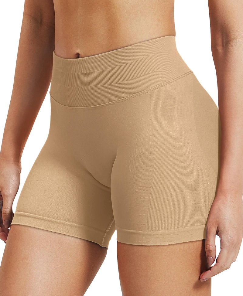 VOYJOY Women Workout Impact Shorts 2.5"/ 3.6"/ 4.5"/ 6" Scrunch Butt Lifting Gym Seamless Booty Biker Shorts Deep Apricot - Image 3