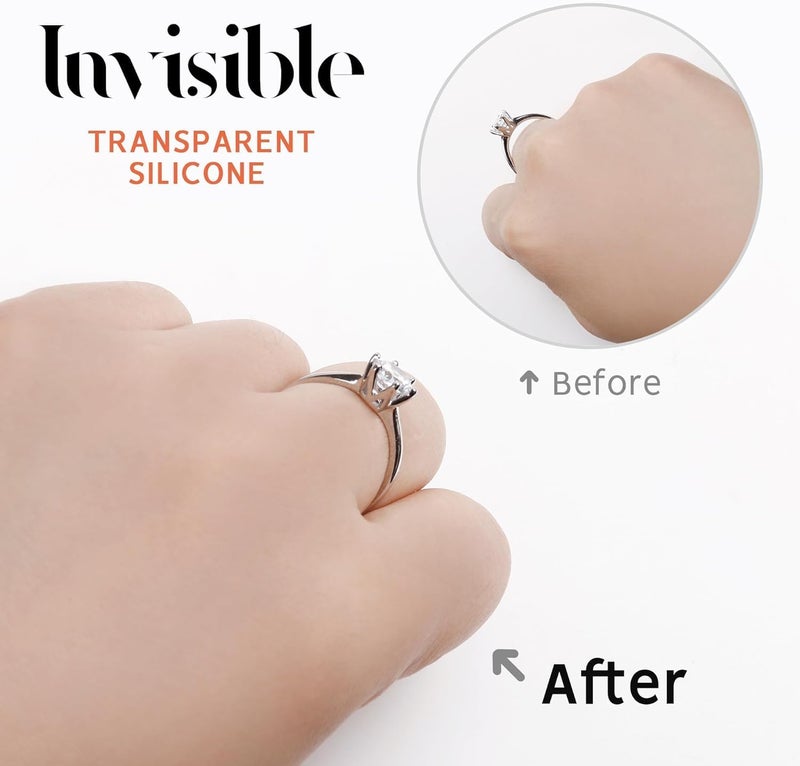 ELETIUO Ring Size Adjuster for Loose Rings,12 Pack-4 Sizes Invisible Transparent Silicone Guards Clip Jewelry Fitter Resizer,Fit Almost Any Ring for Women and Men - Image 5