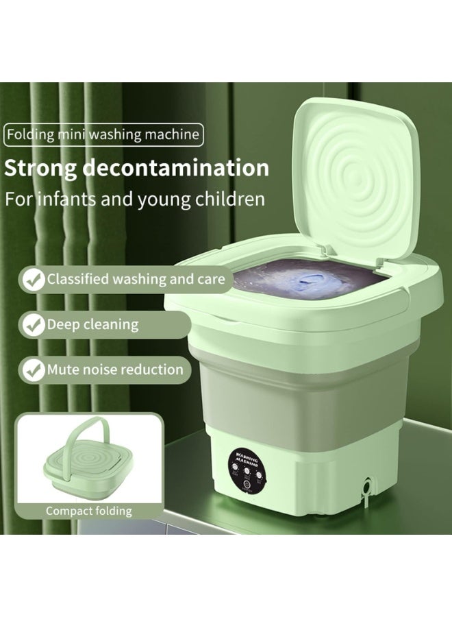 Bukela Mini Portable Washing Machine, 8L Foldable Small Washers Machine for Baby Clothes, Underwear, 2-in-1 Washing Machine & Spin Dry Folding Travel Laundry Tub for Cleaning Sock Small Rags - Image 2