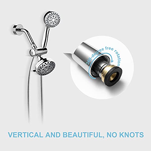 OFFO Shower Hose, Kink Free Stainless Steel Shower Hose Attachment Electroplating Handheld Shower Head Hose Flex Hoses Extension with Brass Insert & Nut for Pet Bathing Cleaning 60 in, Chrome - Image 2