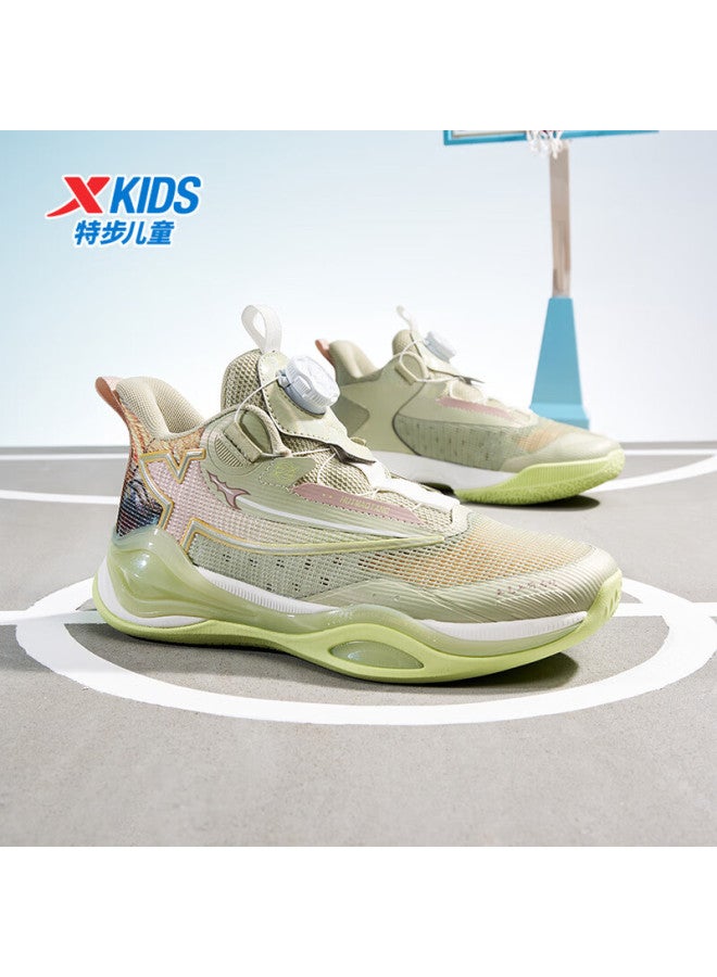 Xtep Kids Sports Shoes Children's Basketball Shoes With Rebound Technology, Green, Size 35