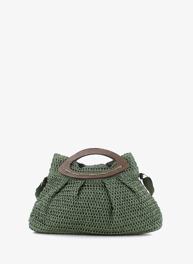 Marina Galanti Women's Bitti Straw-Effect Shoulder Bag - Green