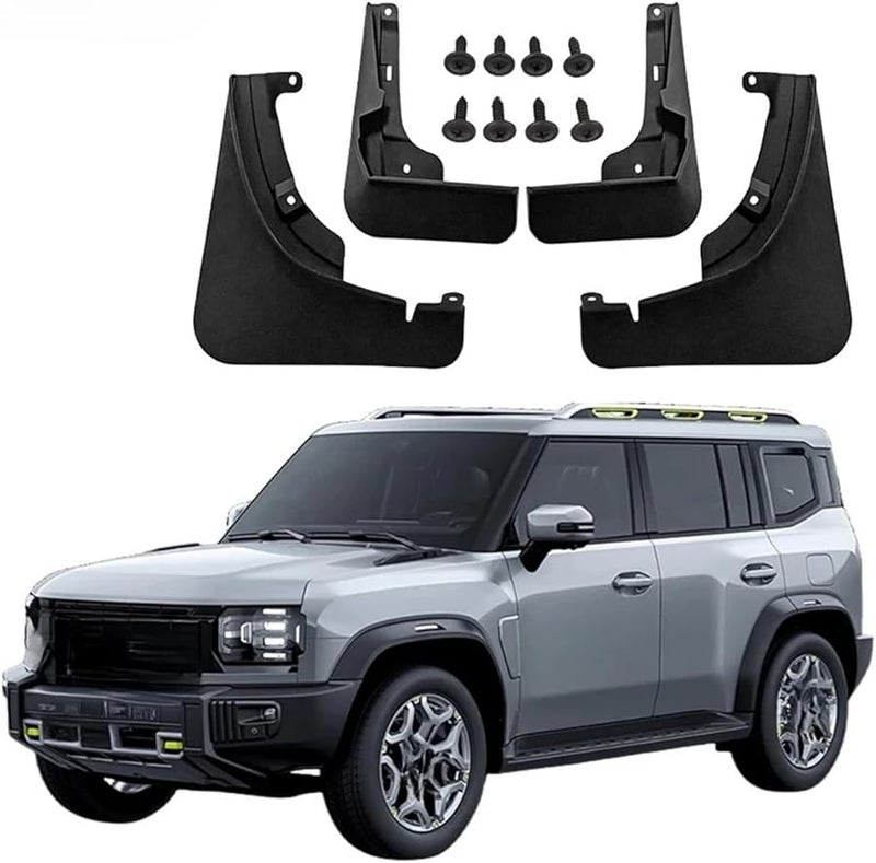 Jetour T2 2023 2024 سدادات الطين واقيات الرش الأمامية الخلفية جناح 4 قطع - Image 3