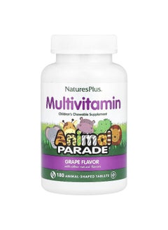 Natures Plus NaturesPlus, Animal Parade®, Children's Chewable Multivitamin, Grape, 180 Animal-Shaped Tablets  - Image 1