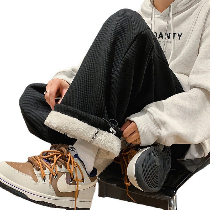 Velvet Joggers Men Winter Casual Pants White  - Image 4