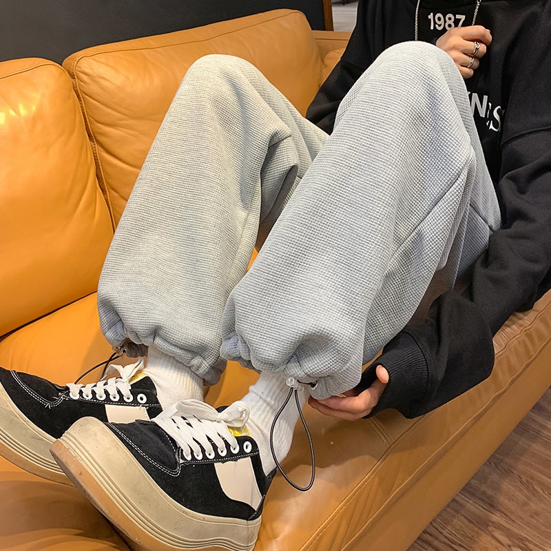 Velvet Joggers Men Winter Casual Pants White  - Image 3