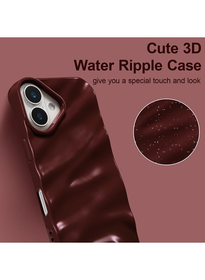 ShebSheb Compatible with iPhone 16 Case Soft TPU Bumper Cute Wave Water Ripple Pattern Case, for Girls Women, Slim, Satin Glossy, Shockproof, Protective Phone Cover - Image 2