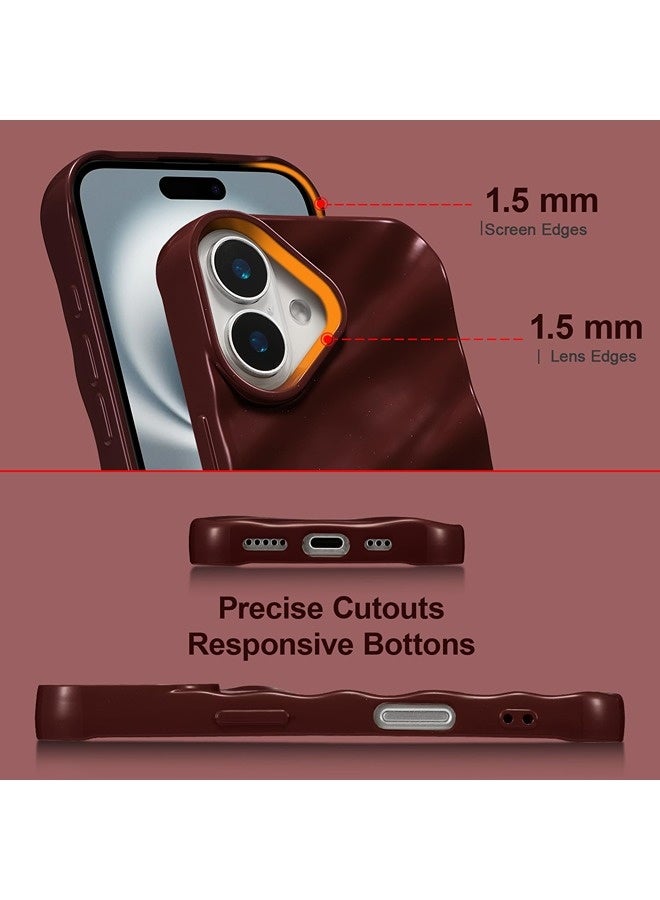 ShebSheb Compatible with iPhone 16 Case Soft TPU Bumper Cute Wave Water Ripple Pattern Case, for Girls Women, Slim, Satin Glossy, Shockproof, Protective Phone Cover - Image 3