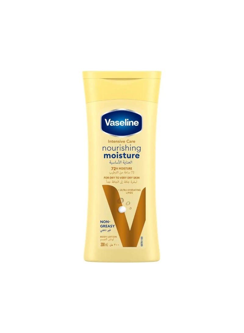 Vaseline Intensive Care Nourishing Moisture Body Lotion for Very Dry Skin with 72H Hydration - 200ml - Image 1
