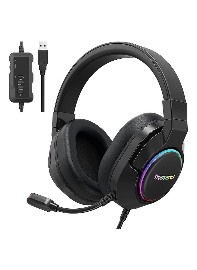 Tronsmart Tronsmart Sparkle PC Gaming Headset USB PS4 Surround Sound 7.1 for Gaming Microphone Noise Cancelling LED Lights/Mute Control/Soft Pads Micro Gaming Headset for Nintendo Switch, Playstation 4, iMac  - Image 1