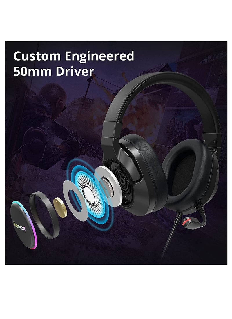 Tronsmart Tronsmart Sparkle PC Gaming Headset USB PS4 Surround Sound 7.1 for Gaming Microphone Noise Cancelling LED Lights/Mute Control/Soft Pads Micro Gaming Headset for Nintendo Switch, Playstation 4, iMac  - Image 5