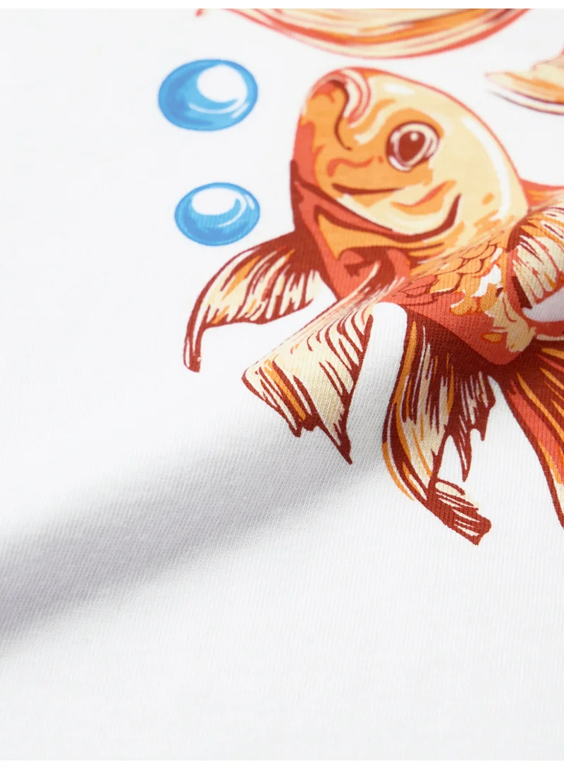 The Souled Store  The Souled Store Goldfish Graphic: Women and Girls Short Sleeves Round Neck Graphic Printed Cotton Regular Fit Lightweight Casual Everyday Streetwear T-Shirt  | Best Price UAE