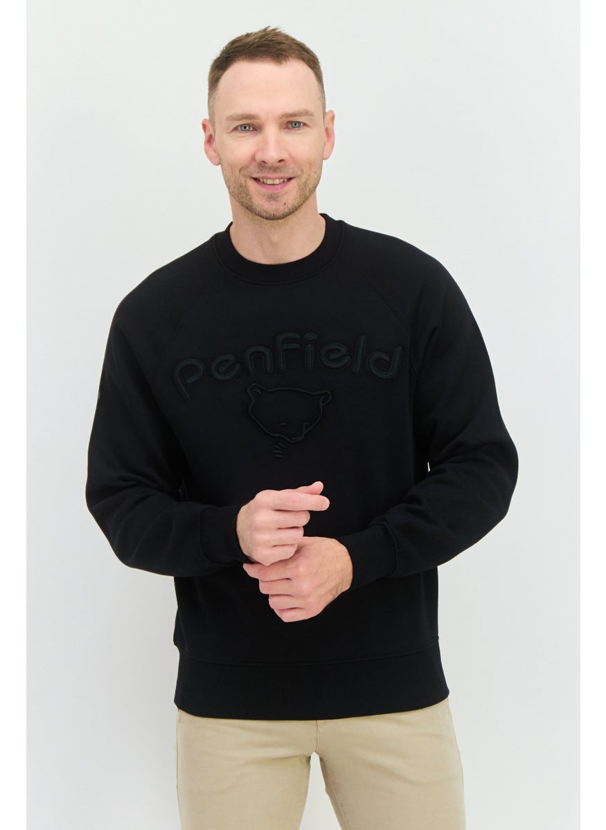 Penfield Men Crew Neck Embroidered Logo Long Sleeves Sweatshirt, Black  - Image 1