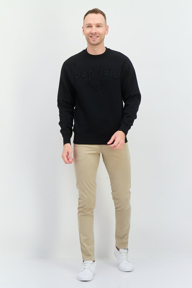 Penfield سويت شيرت رجالي بأكمام طويلة وياقة دائرية مع شعار مطرز، أسود - Image 4
