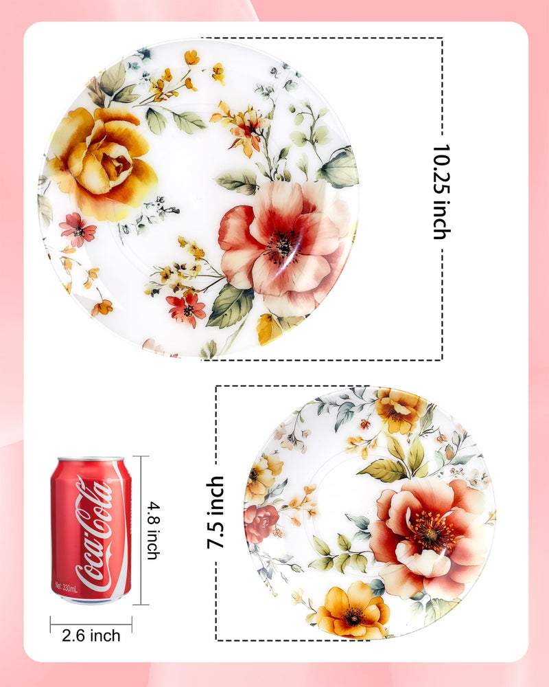 Morejoy 60pcs Floral Plastic Plates - Heavy Duty Spring Red and Yellow Flower Plastic Plate ï¼ŒFancy Disposable Plates, including10.25 Dinner & 7.5 Dessert Plates for Wedding & Party & Easter - Image 4