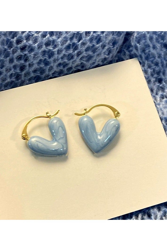 Goolsky Blue Heart Stud Earrings for Women – Niche Design, Elegant Minimalist Style, Perfect for Work & Daily Wear - Image 3