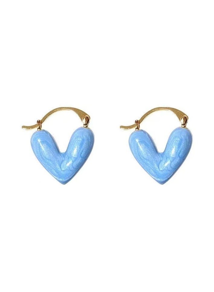 Goolsky Blue Heart Stud Earrings for Women – Niche Design, Elegant Minimalist Style, Perfect for Work & Daily Wear - Image 2