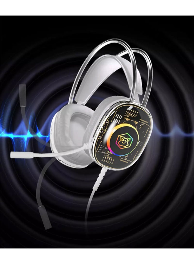 LIMOS X15 USB Wired Headset 7.1 Surround Sound Gaming Transparent RGB Headphone With Mic - Image 1