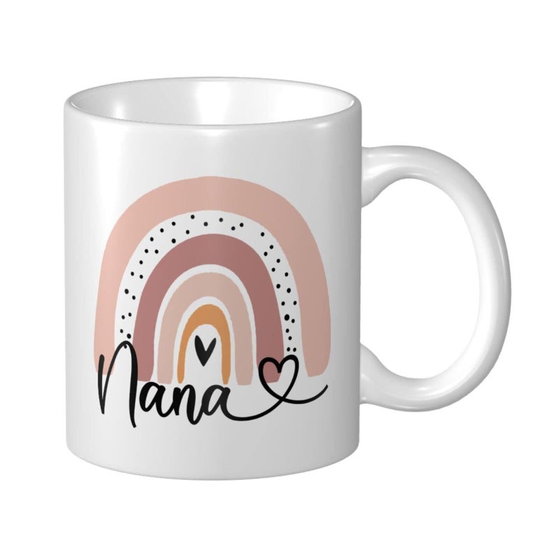 Wisedeal Nana Ceramic Coffee Mug White 11 OZ Hot or Iced Coffee Birthdays Christmas or Housewarming gifts Microwave Dishwasher Safe Perfect for Office and Home Use