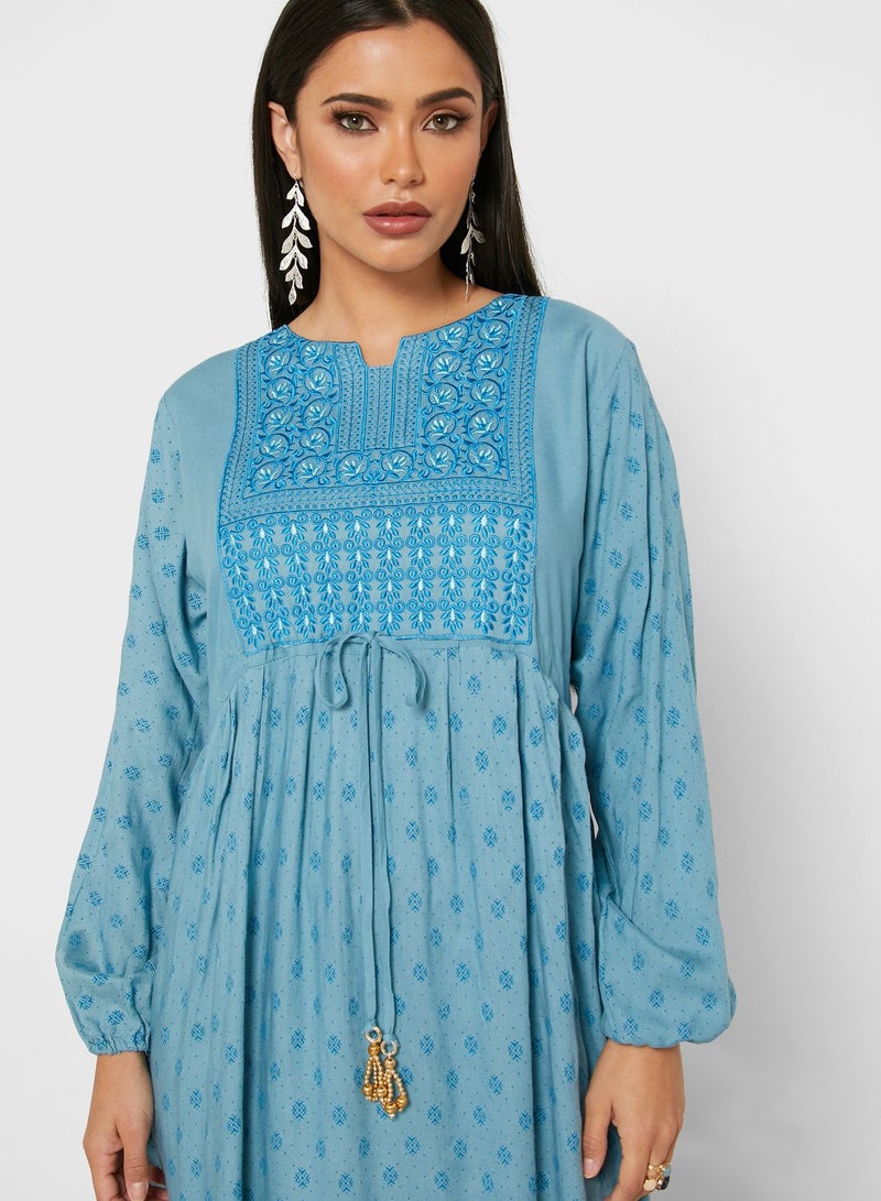 امري جلابية مطبعة مزينة بتطريز - Image 3