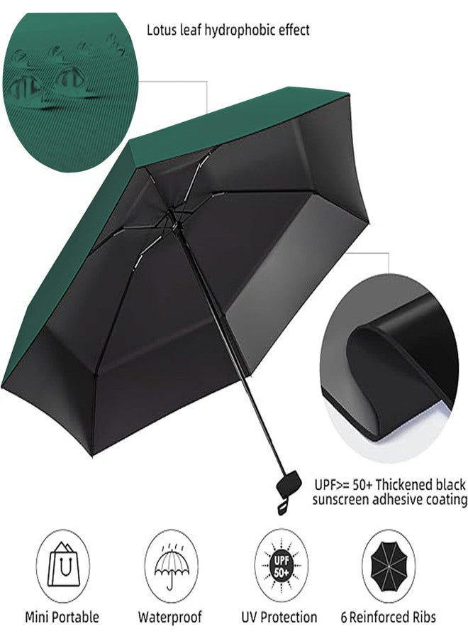 AYSIS UV Travel Mini Folding Ultra Compact pastel Umbrella with Case, Manual Open 6 Ribs Lightweight Portable, Small Sun & Rain Pocket Umbrella for Men and Women- Use in Rain & Summer (Dark-Green) - Image 4