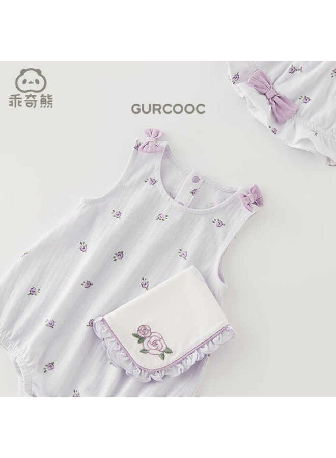 Guaiqixiong Baby Vest Bodysuit, Summer Thin Style, Elastic One-piece Outfit, Cute Sleeveless Triangle Romper For Girls