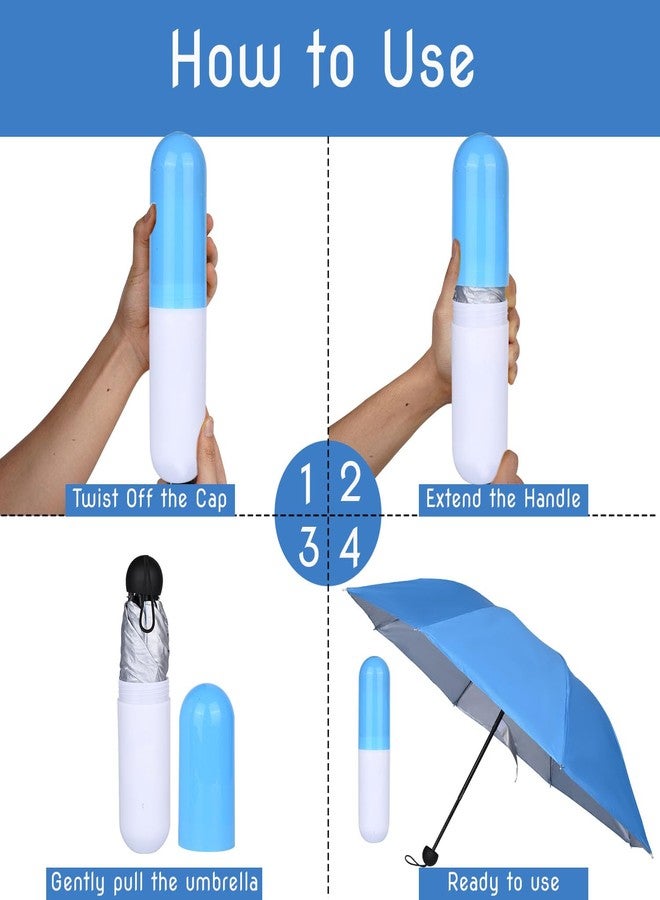 HACER Mini Umbrella with Capsule Case Foldable UV Proof Windproof Compact Pocket Lightweight Travel Umbrellas for Women Men Kids (Pack of 1, Random Color) - Image 2