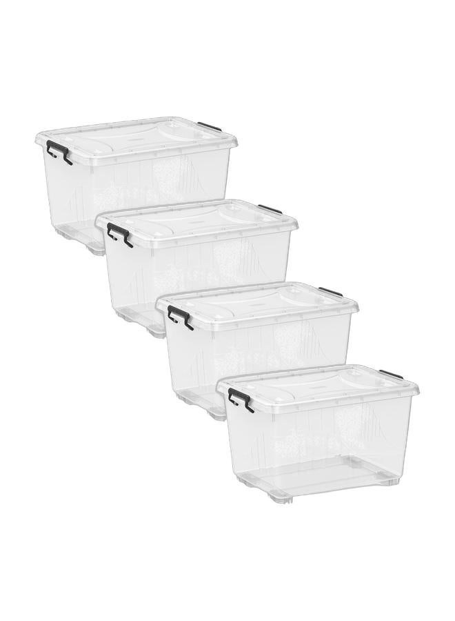 Cosmoplast 33L Clear Plastic Storage Box With Wheels & Lockable Lid (Pack Of 4) - Image 1