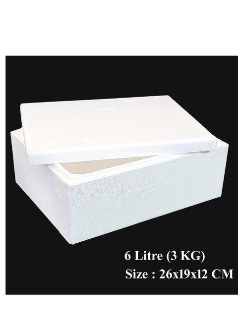 Ice Box Thermocol-6 Litre (3KG) Thermocol Cool Box-Thermo Keeper Container, Expanded Polystyrene Cooler, Fishing Ice Box