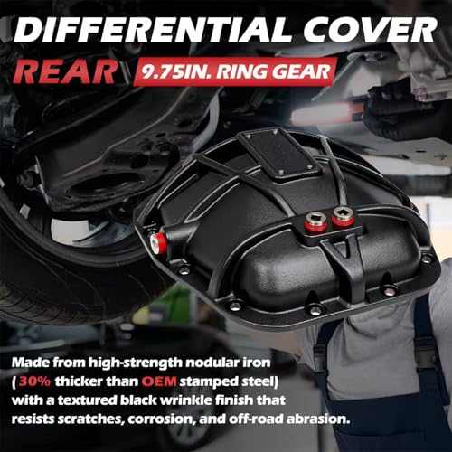 KOONDHEEND 697-734 9.75" Rear Differential Cover with Gasket and 12*Screw Compatible with Ford F150 E150 Expedition Transit-150 Lincoln Mark LT,Navigator | 9.75" Ring Gear - Image 2