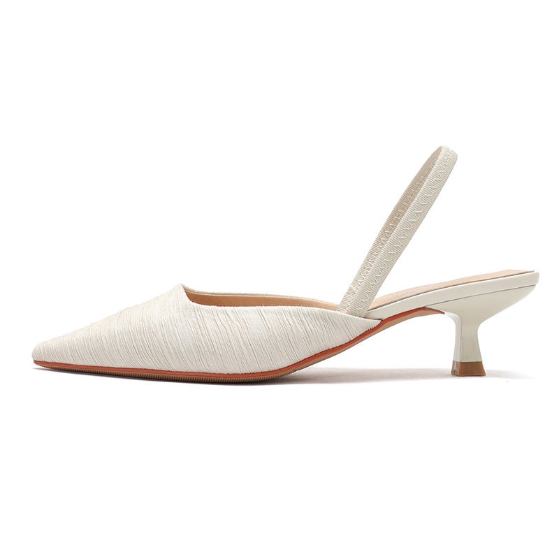 Fuhao Shoes Spring Flats Shallow Mouth 2023 Low Heels Front Bag Back Strap Fashion Stiletto Casual Shoes - Image 1