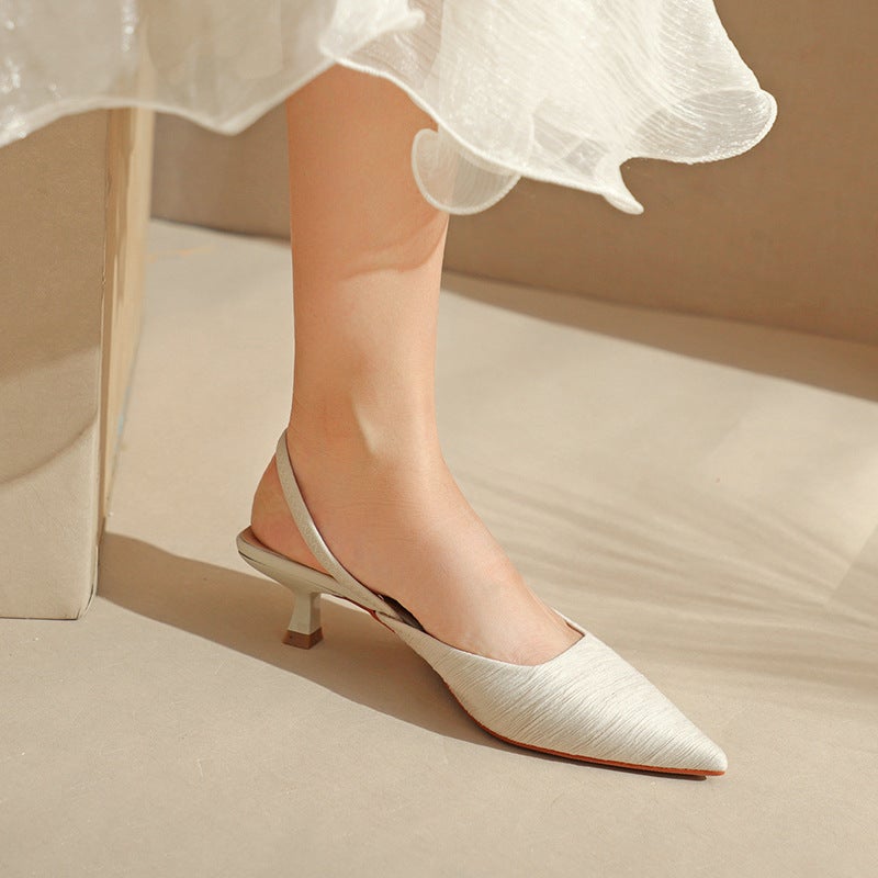 Fuhao Shoes Spring Flats Shallow Mouth 2023 Low Heels Front Bag Back Strap Fashion Stiletto Casual Shoes - Image 4