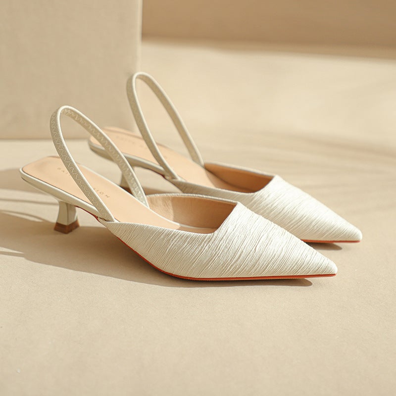 Fuhao Shoes Spring Flats Shallow Mouth 2023 Low Heels Front Bag Back Strap Fashion Stiletto Casual Shoes - Image 3