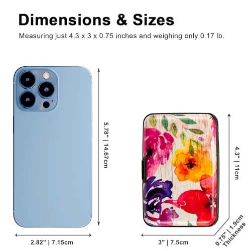 Kaabao Credit Card Holder, Metal Card Wallet RFID Blocking Mini Slim Aluminum Business Hard Card Case for Women Men (A Watercolor Flowers) - Image 5