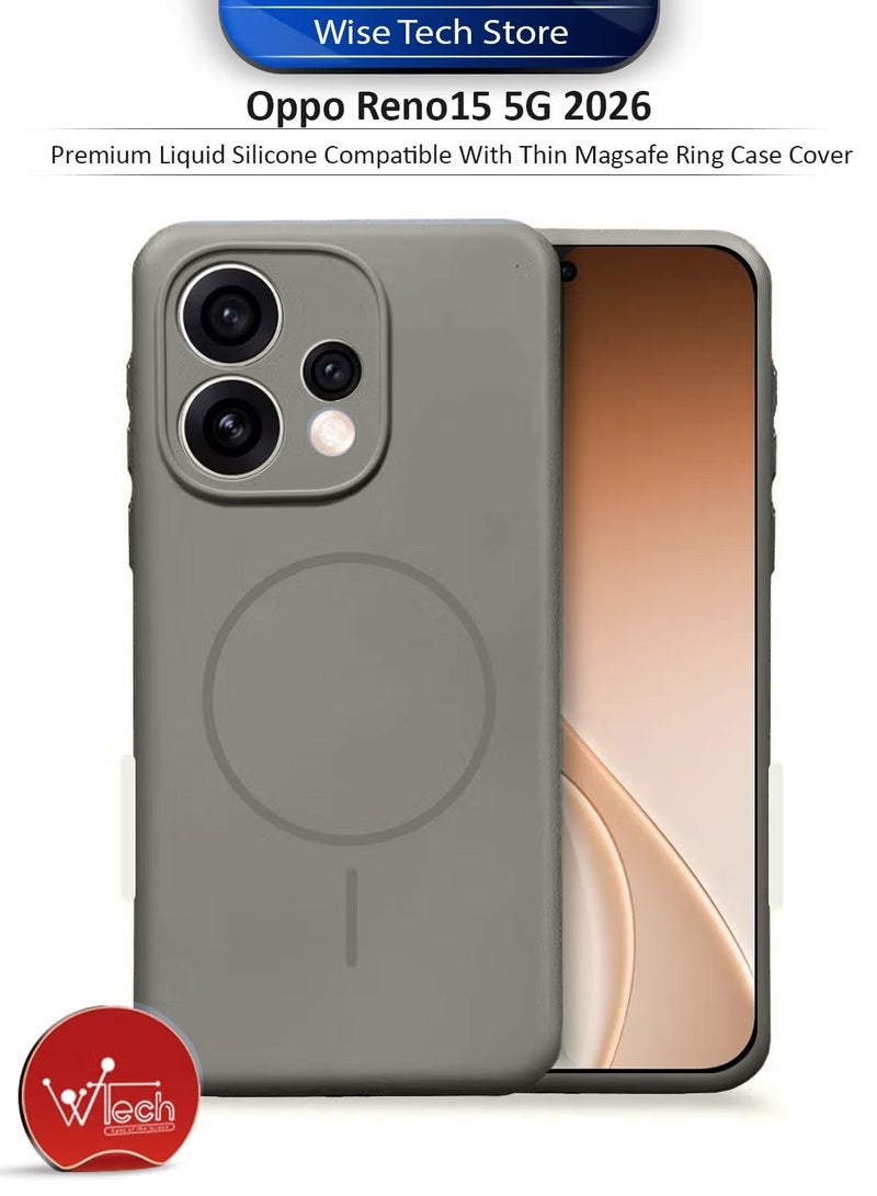 Wtech Oppo Reno15 5G 2026 Premium Liquid Silicone Compatible With Thin Magsafe Ring Case Cover (MCMPMN) - Grey - Image 1