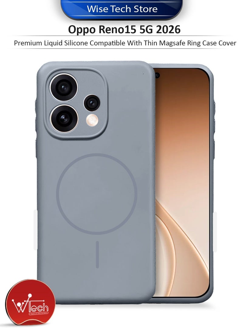 Wtech Oppo Reno15 5G 2026 Premium Liquid Silicone Compatible With Thin Magsafe Ring Case Cover (MCMPMN) - Grey - Image 2