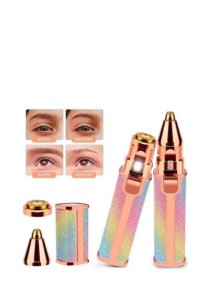 مزيل شعر الوجه للنساء، ماكينة حلاقة كهربائية 2 في 1 للنساء، بدون ألم، قابلة لإعادة الشحن عبر USB، ماكينة حلاقة مدمجة بضوء LED للشفاه والذقن والأنف 004 - Image 1
